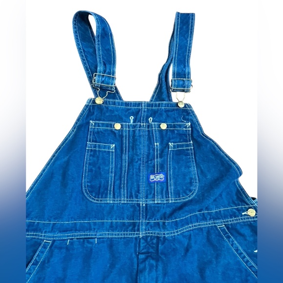 Big Smith Bib Overalls 42 x 34 Dark Washed Blue Denim - Picture 7 of 10